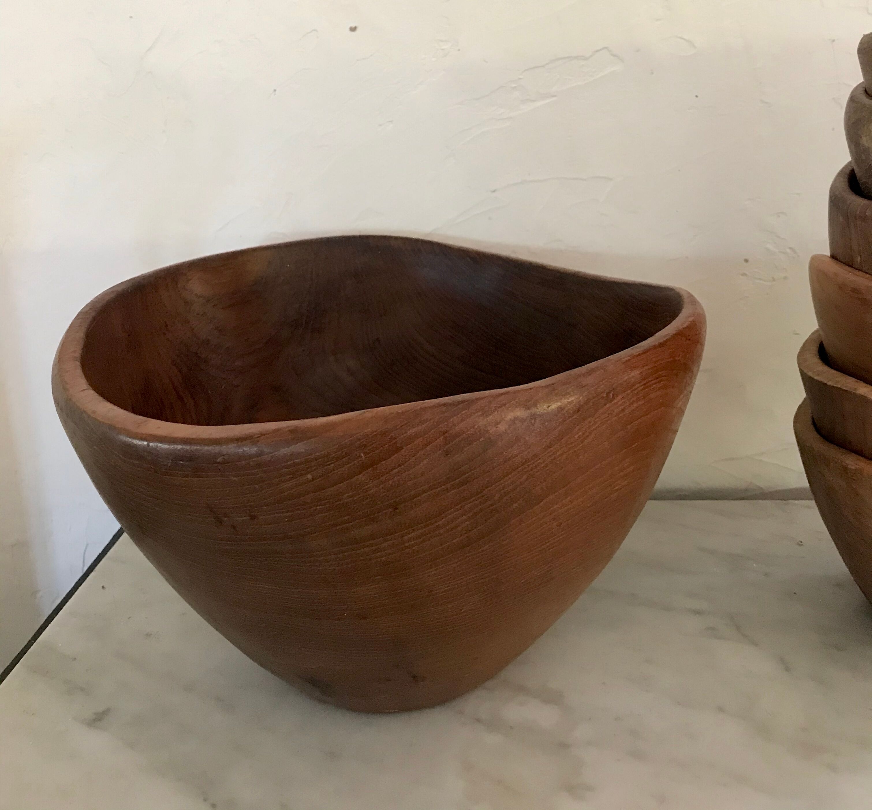 Saladier et ses bols en bois vintage