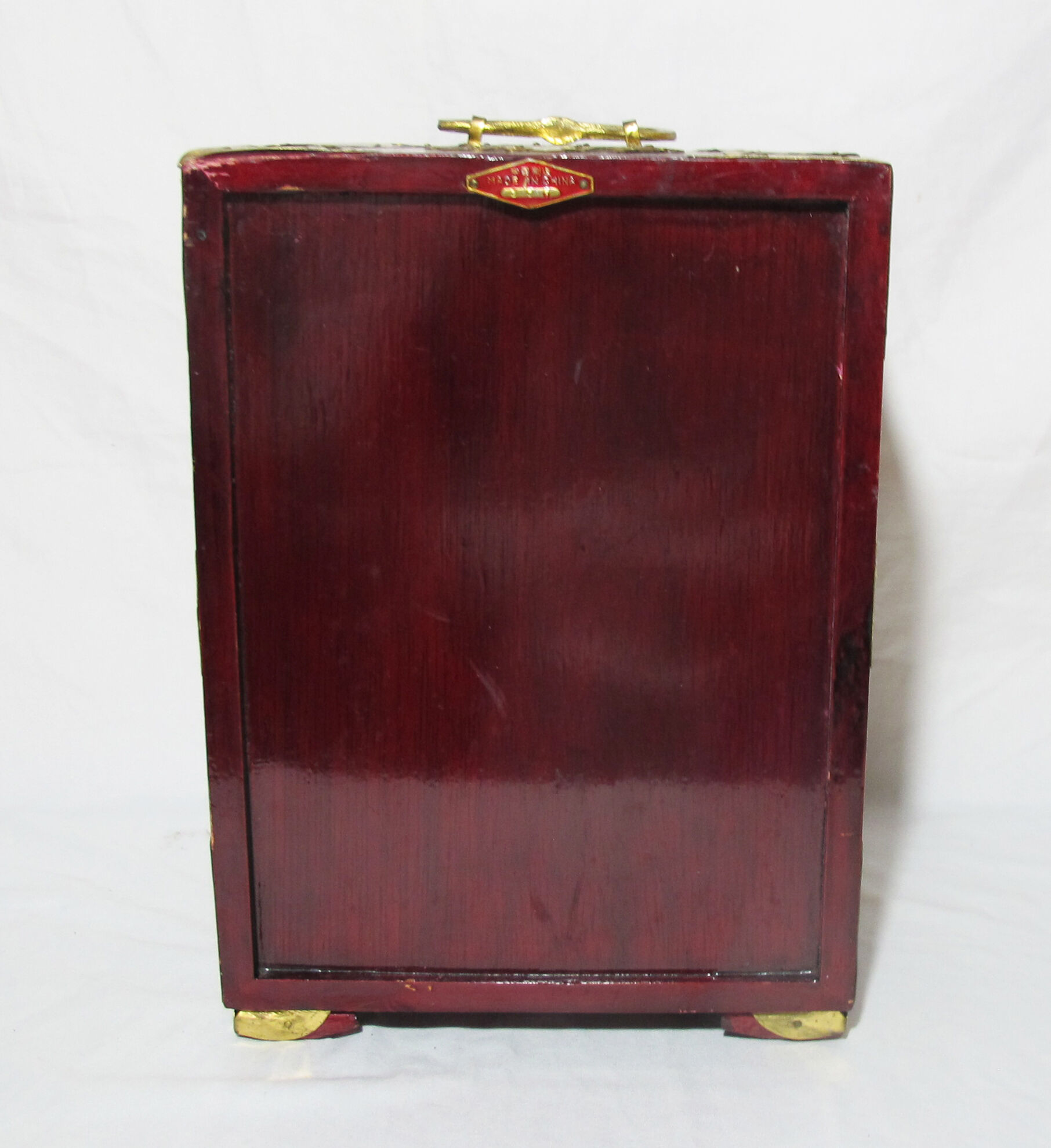 Wooden jewelry box adorned with Chinese jade plates