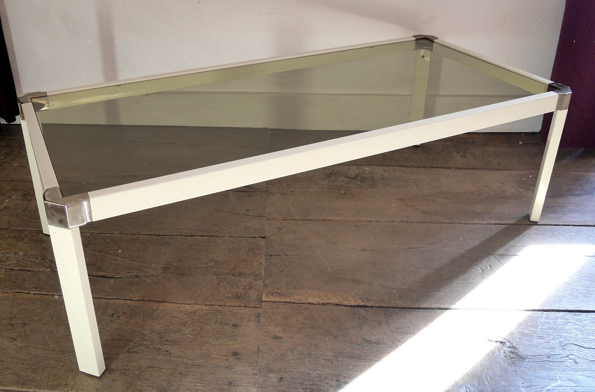 Coffee table in lacquered metal and Italian smoked glass Romeo Rega
