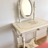 Coiffeuse avec miroir et tabouret vintage