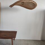 Rattan suspension or shade in the shape of a braided undulating circular tray d:80