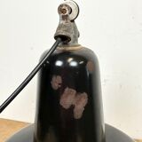 Industrial Black Enamel Factory Lamp with Cast Iron Top, 1950s