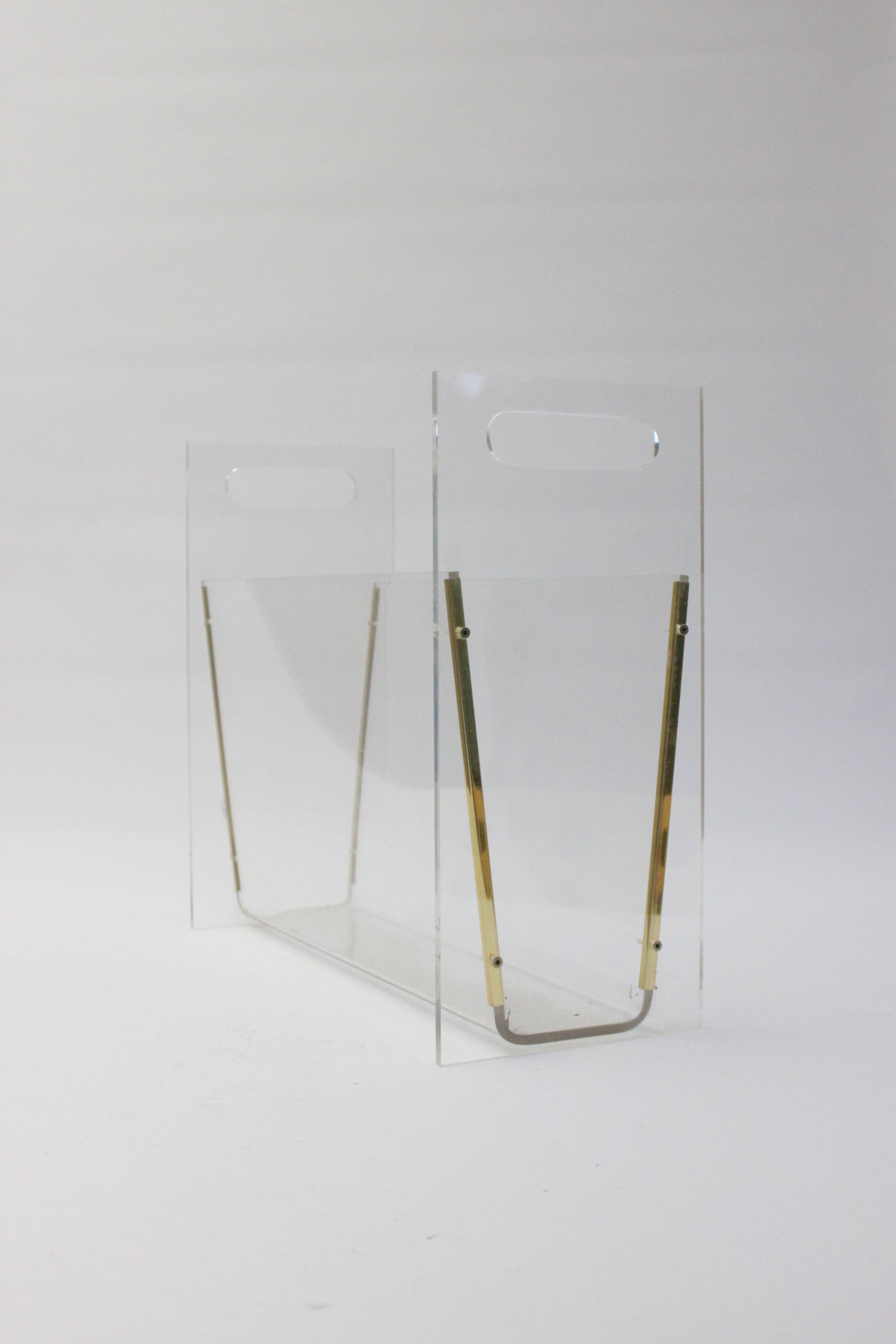 Vintage lucite magazine stand, Hollywood Regency 1970s