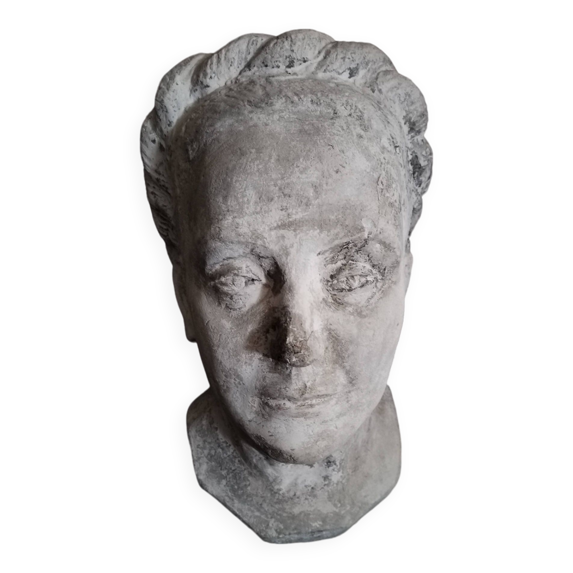 Large plaster bust of woman foot shower early 20th