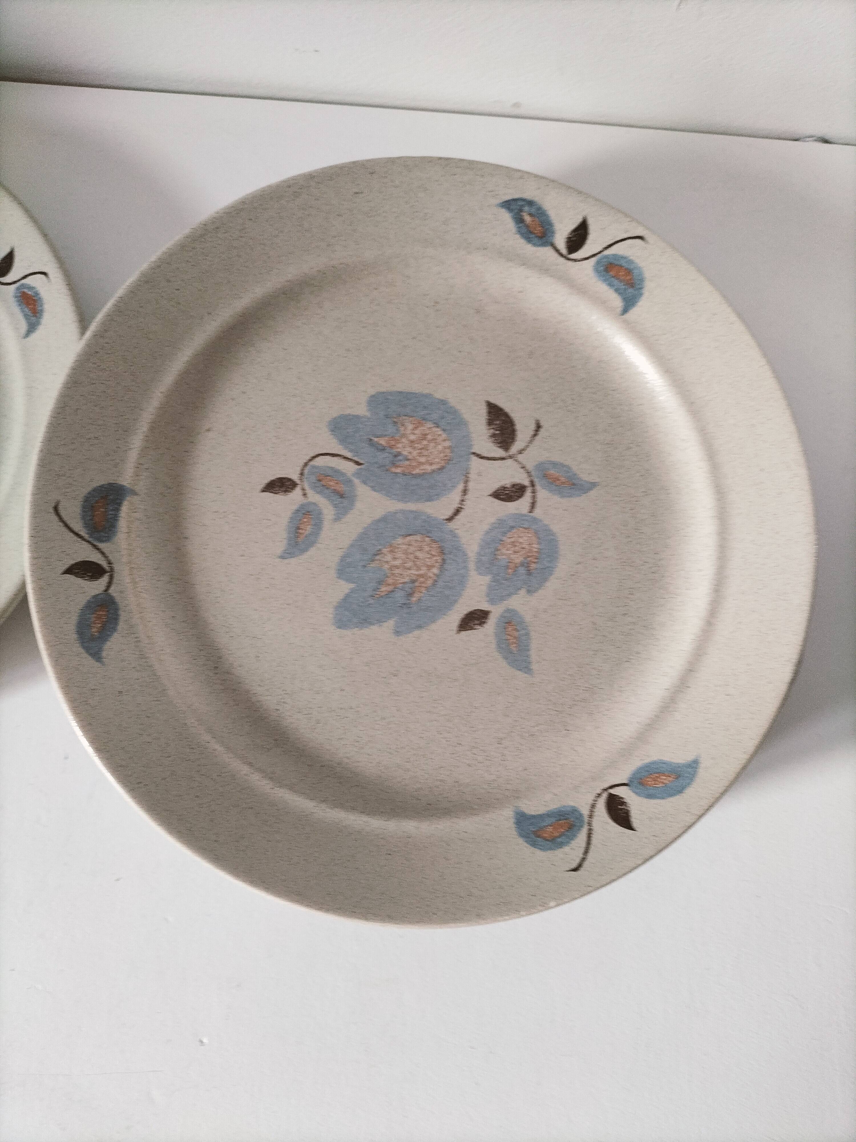 6 Saint-Amand stoneware dinner plates, Sologne pattern
