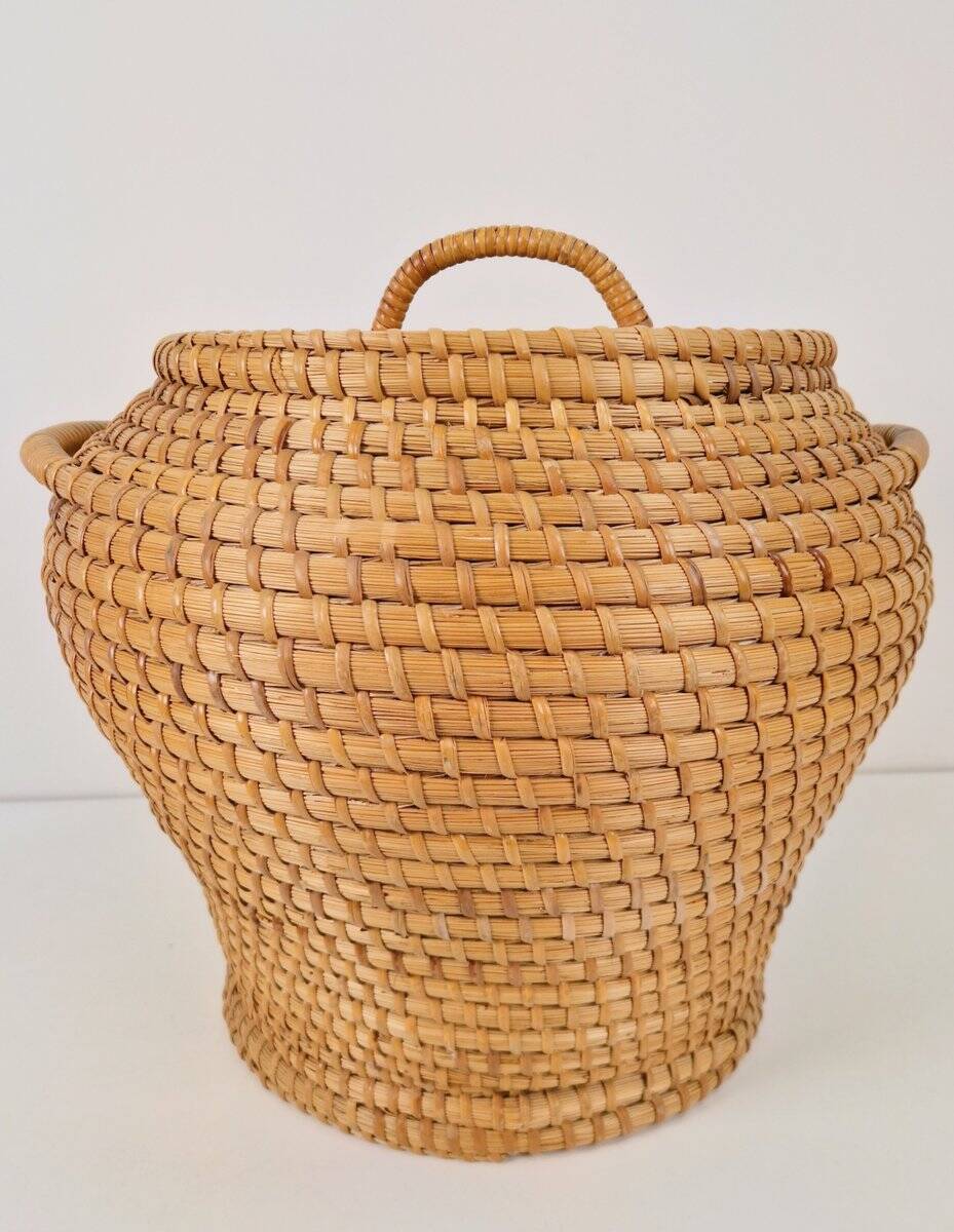 Vintage Rush Snake Charmer Lidded Basket, 1960