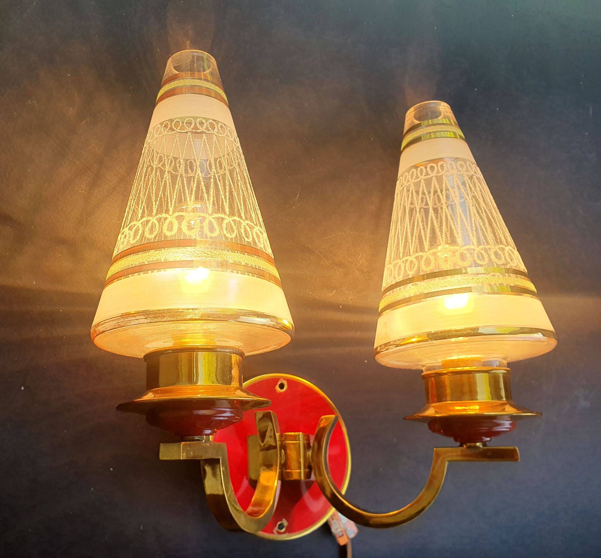 Pair of vintage gold wall sconces France Pierre Gilles Art Deco