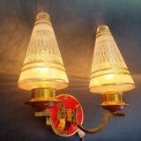 Pair of vintage gold wall sconces France Pierre Gilles Art Deco