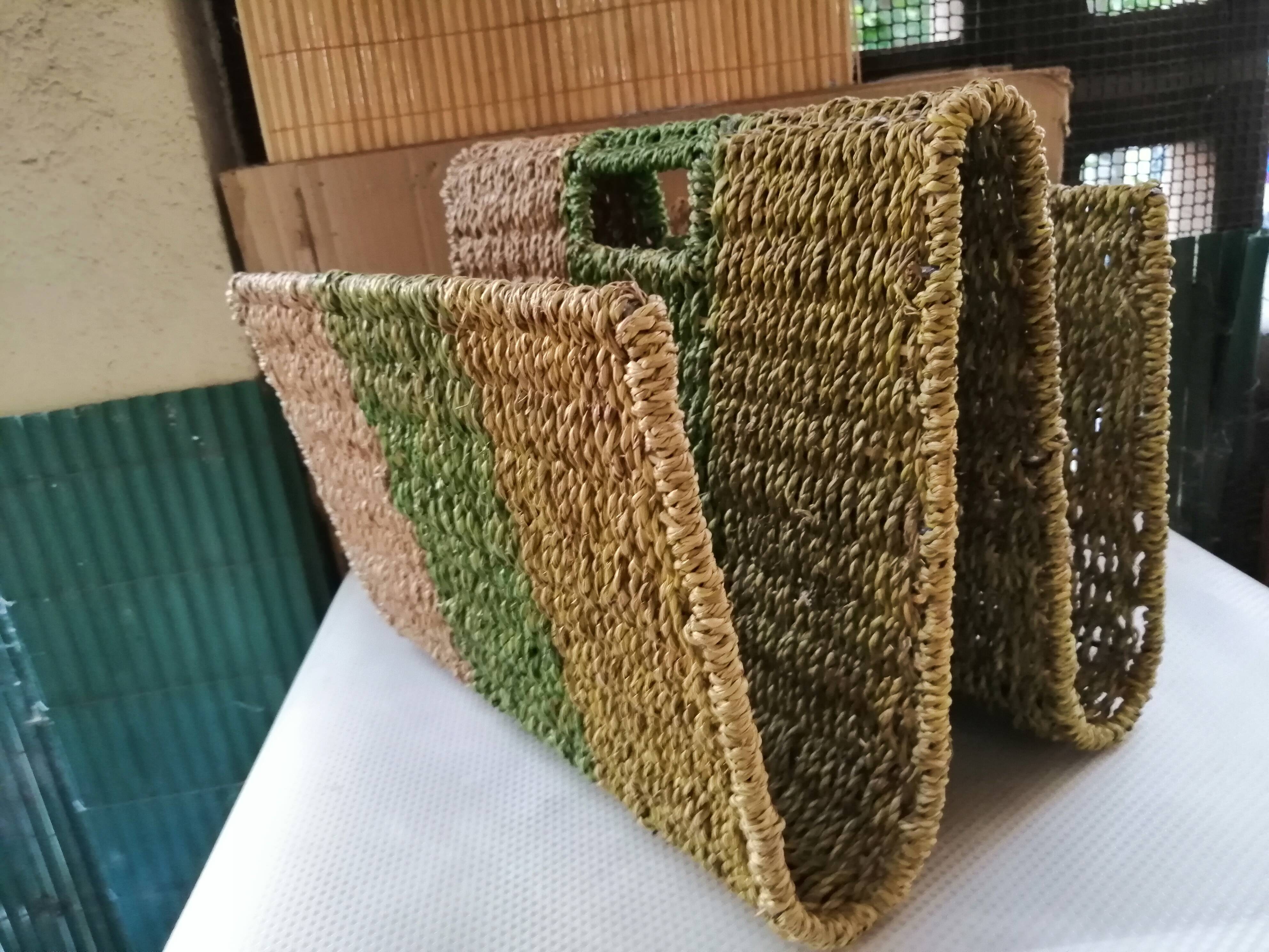 Scandinavian-style braided straw magazine door