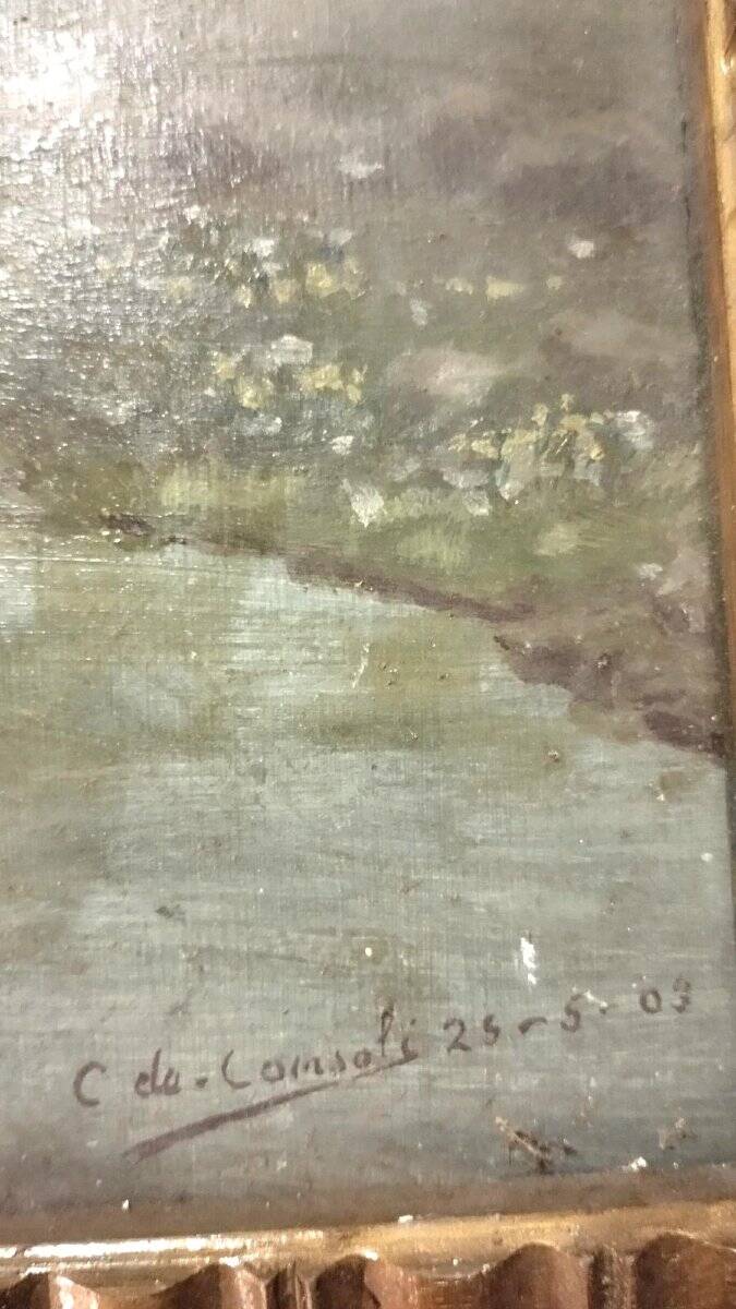 Painting, early 20th century, oil on cardboard, Italy, C. De Consoli
