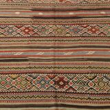 5x8 Faded Vintage Kilim Rug, Antique Home Decor, 154x244Cm