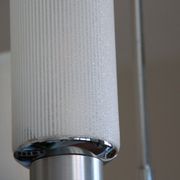Chandelier in aluminum and chrome metal tulip white striated glass 1970 seventies