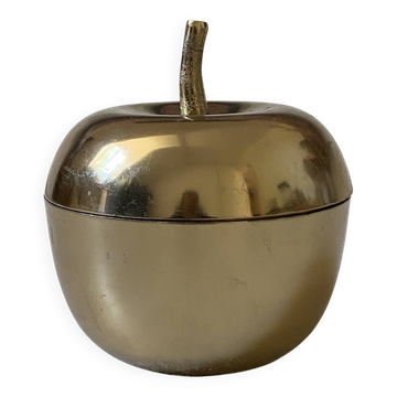 Vintage 1970s golden metal apple-shaped box