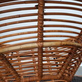 Ensemble fauteuils "soleil" et table en rotin des années 50
