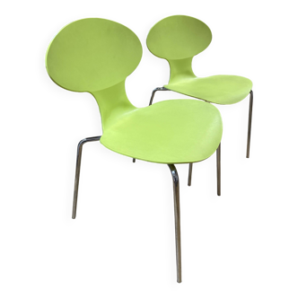 Set of 2 vintage green chairs