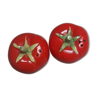 Tomato shaped salt and pepper shaker set