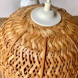 Vintage flower shaped wicker pendant light