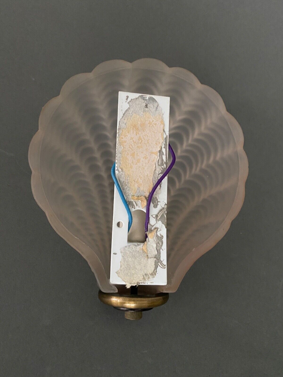 Wall lamp in frosted glass Art Deco 1950 scallop shell