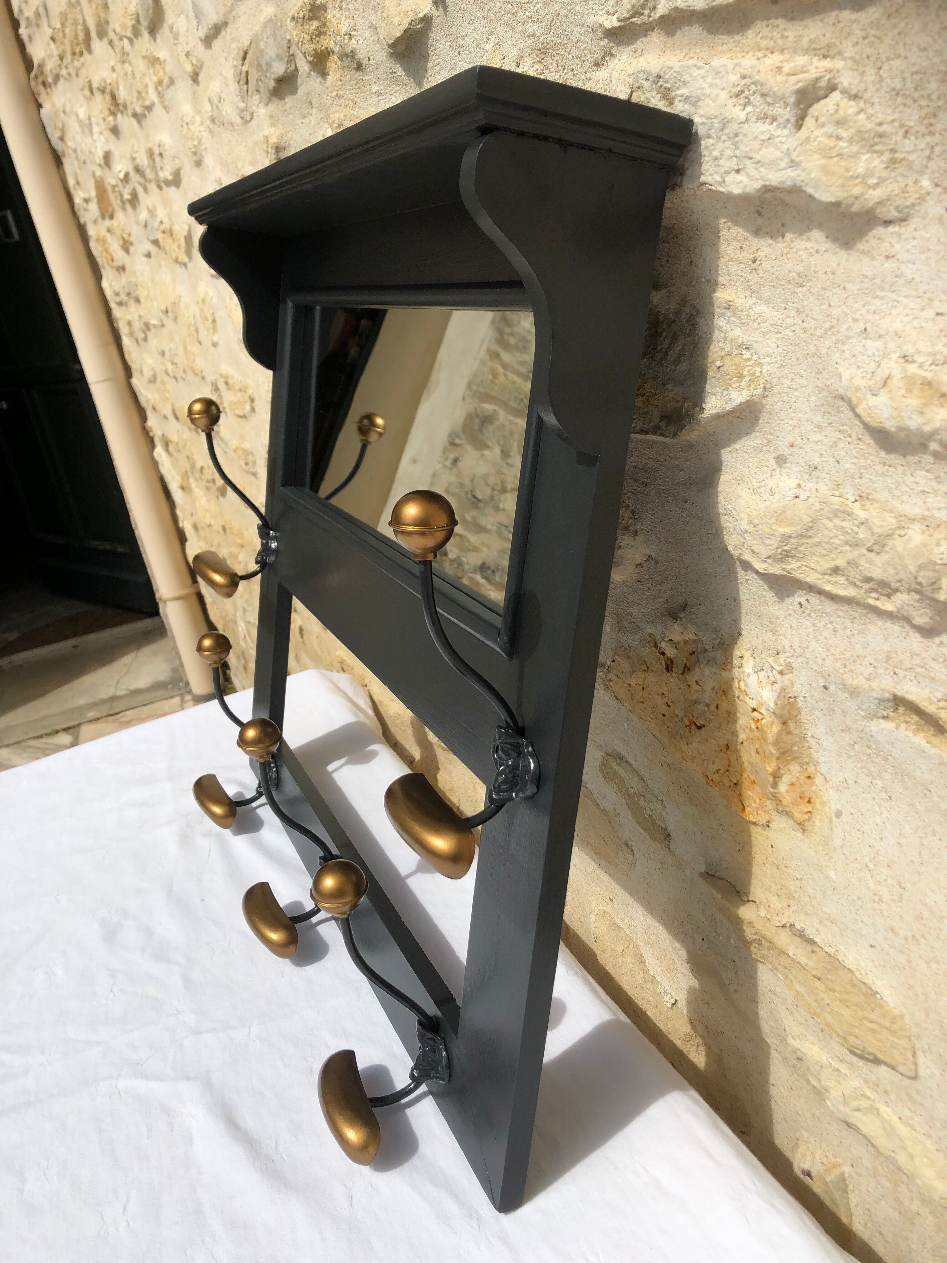 Vintage coat rack with mirror