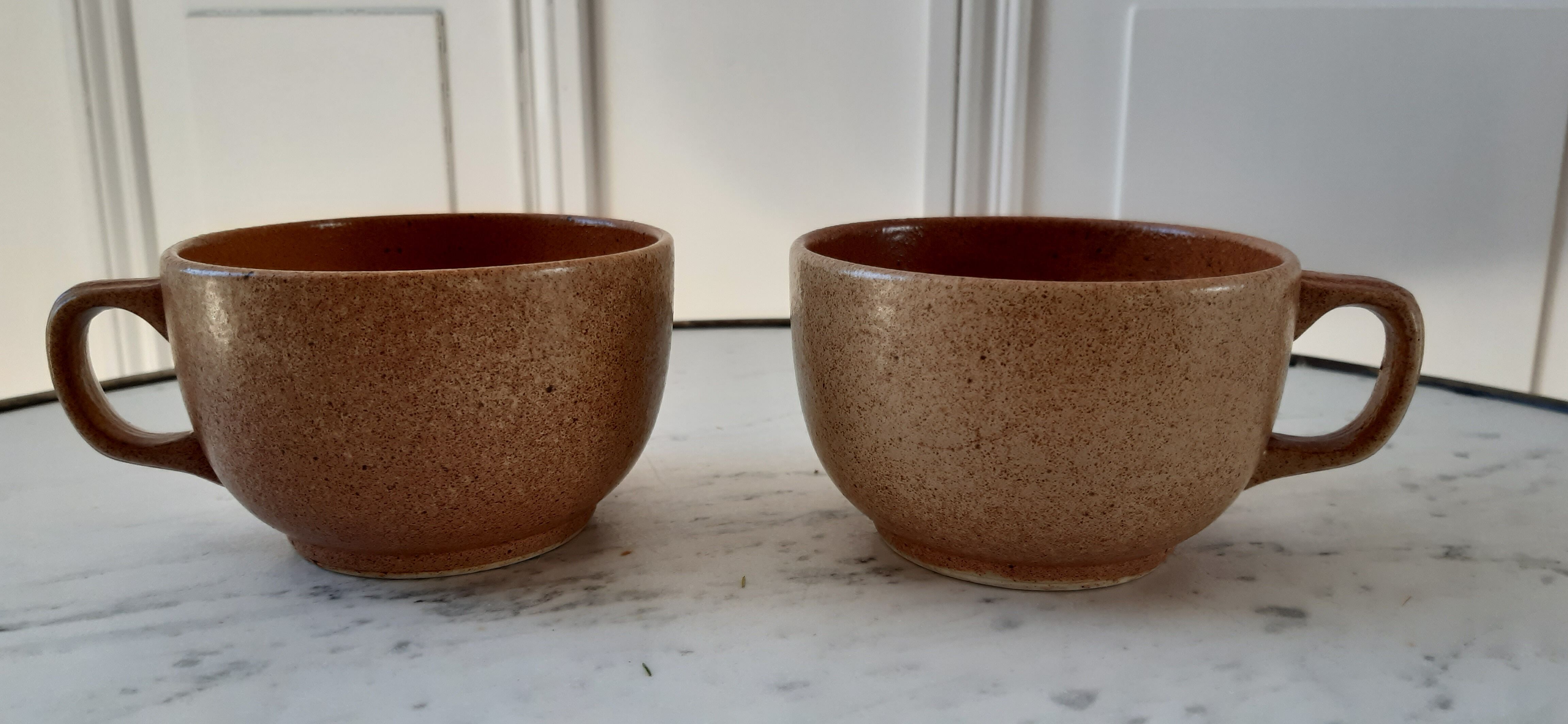 Duo de tasses à thé en grès vintage années 70