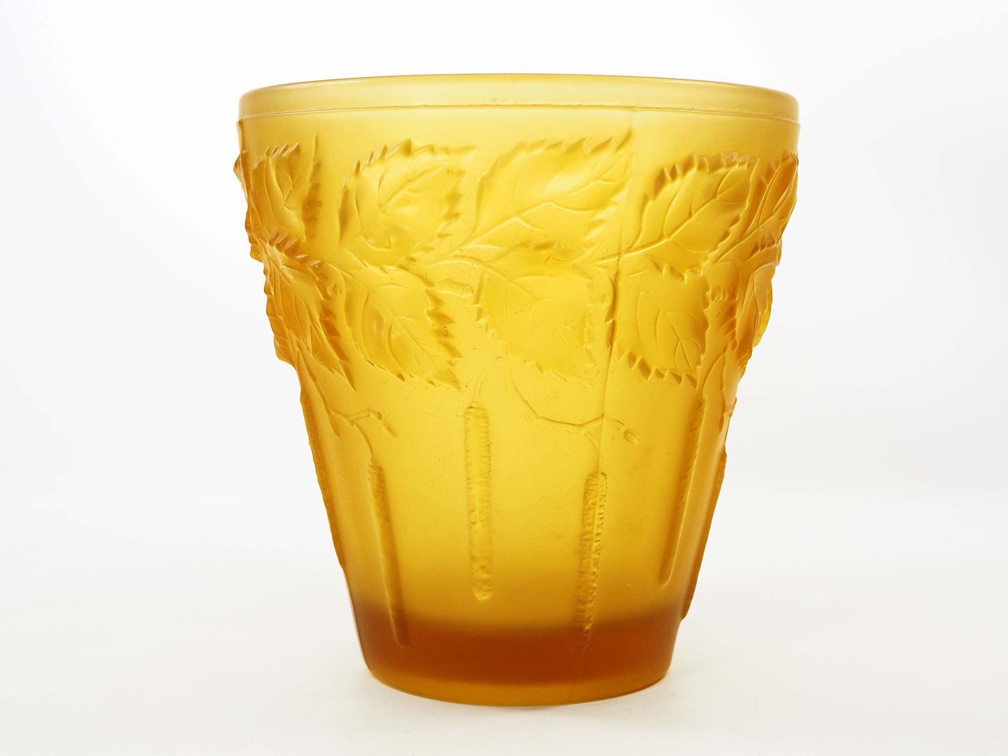 Art nouveau planter in amber glass by josef inwald barolac, 1930s