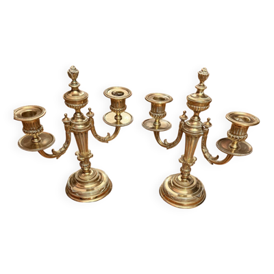 Paire de candélabres bronze doré style Louis XVI