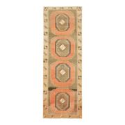 Couloir vintage turc Oushak fait main en laine et coton orange 101x295