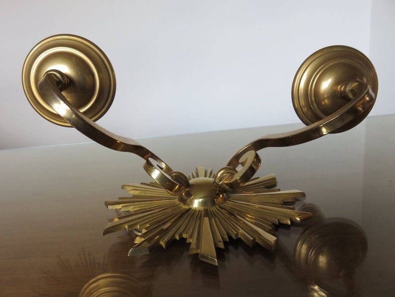 Wall lamp "little sun" in 70s golden brass