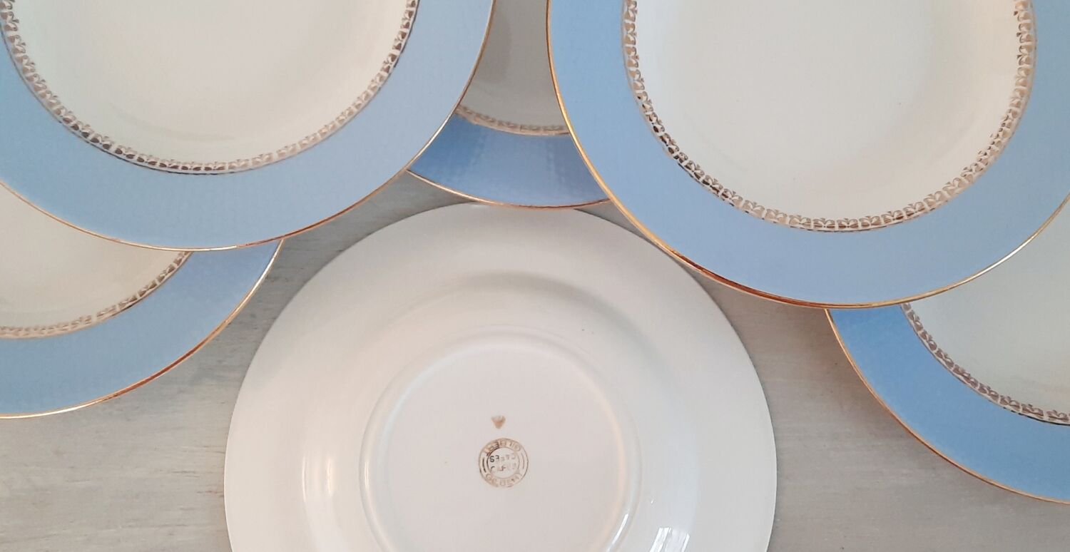 Hollow earthenware plates Café Gilbert by Moulin des Loups Vintage