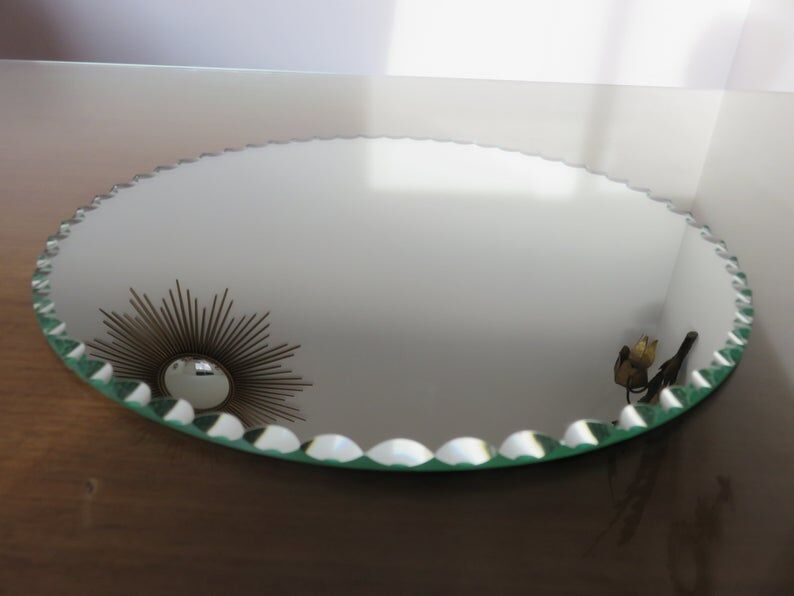 Mirror round bevelled art deco 4050s 30cm