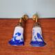 Pair of wall lights in bronze and marmoreal glass