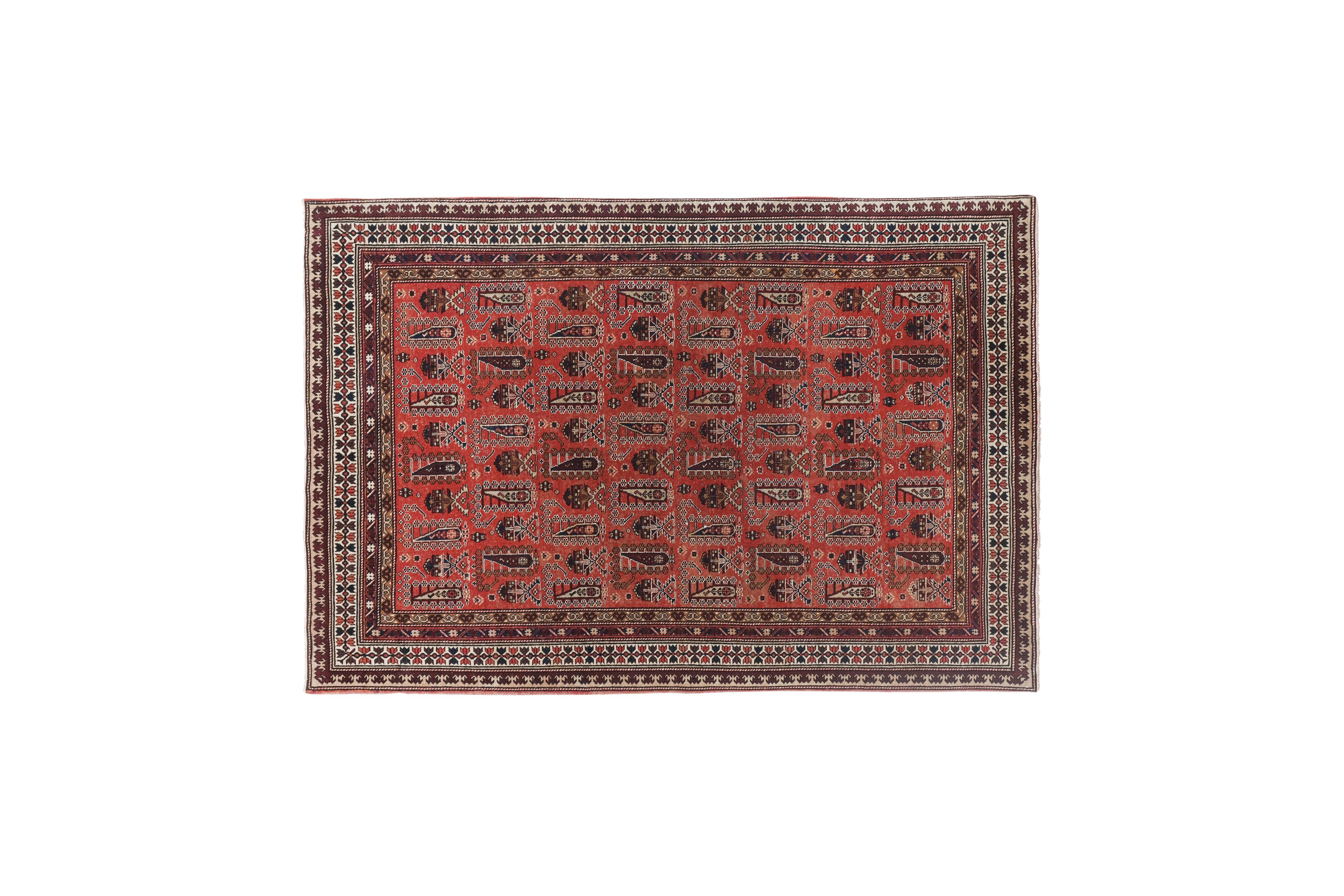 Vintage Turkish rug from Oushak, hand-woven 140x206 cm