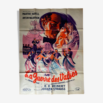 Affiche cinéma "La Guerre des Valses" Anton Walbrook, Johann Strauss 120x160cm 1951
