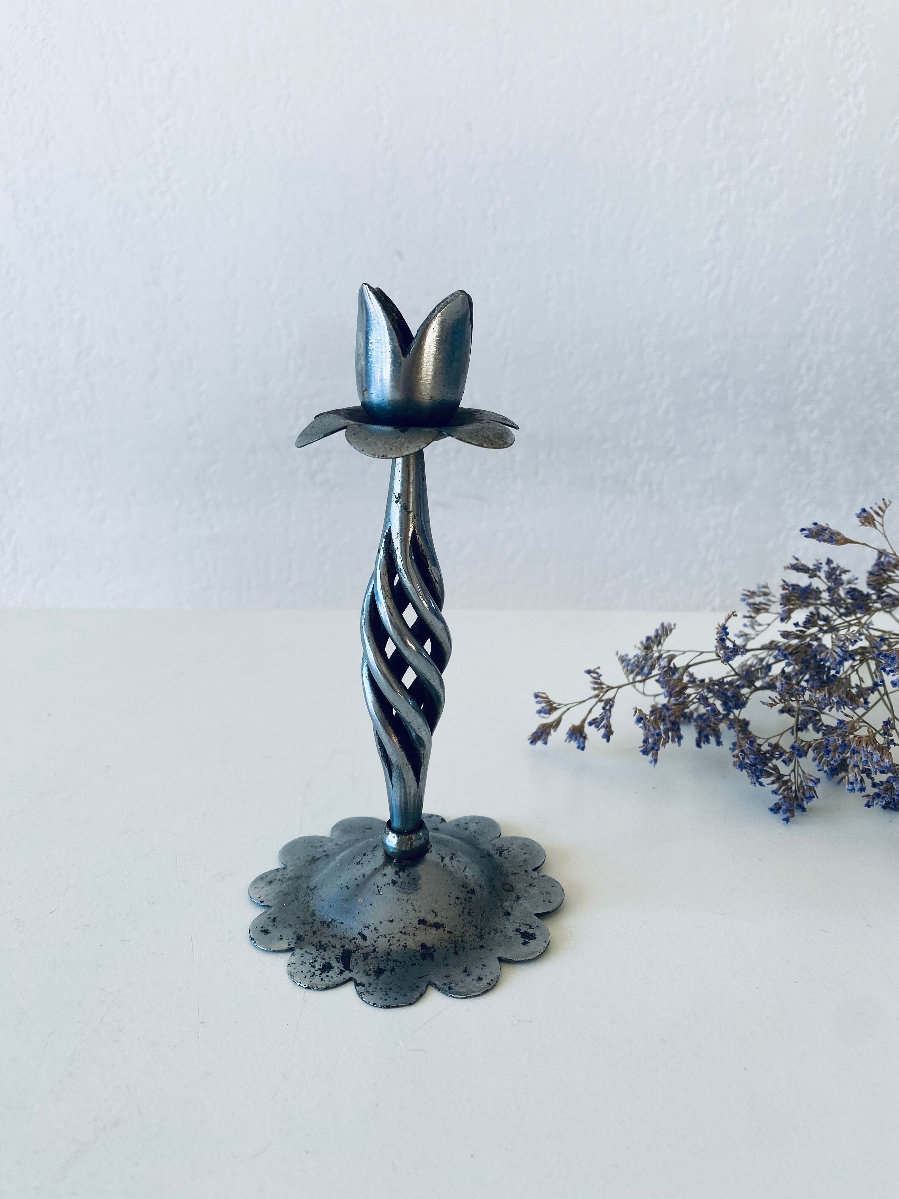 Iron flower candle holder