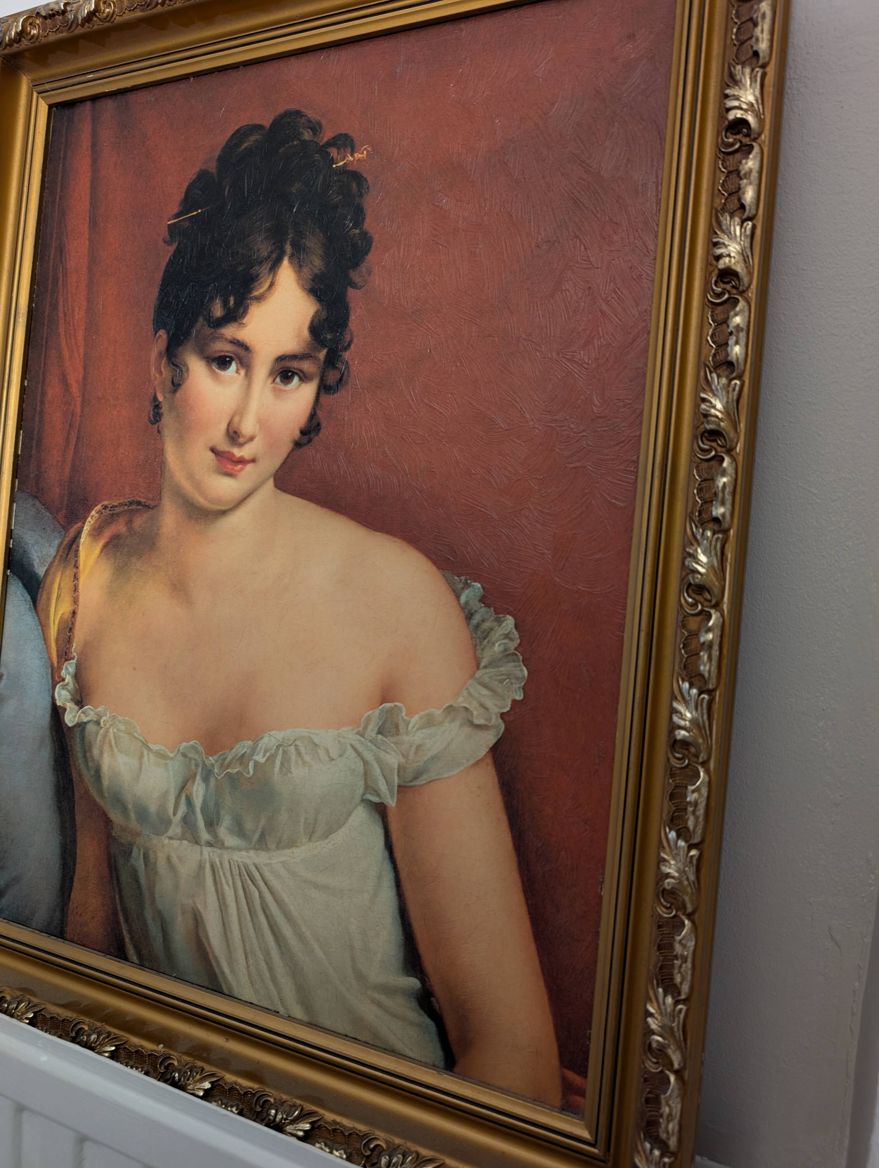 Portrait of Madame Récamier - reproduction François Gerard - gilded frame