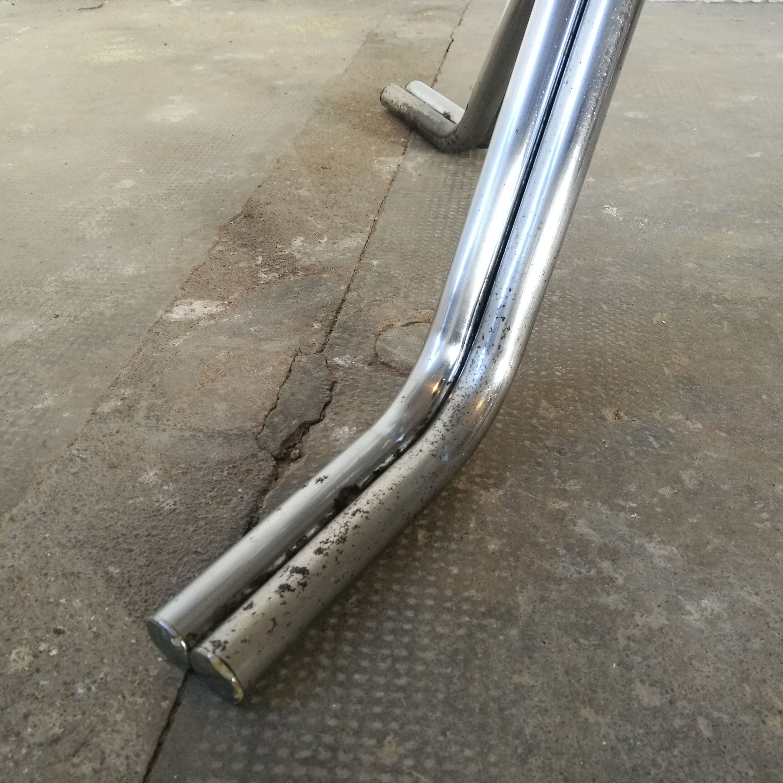 Table, chrome foot, red marble