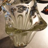 Thick molded glass vase, 50s