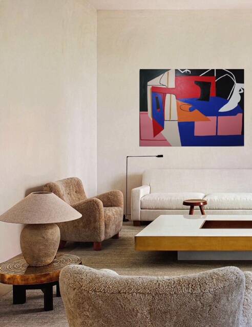 Large original abstract "Blue Chaos" 130x97 cm