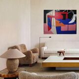 Large original abstract "Blue Chaos" 130x97 cm