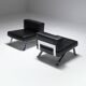 Black leather Ombra 512 lounge chairs by Charlotte Perriand for Cassina Italy