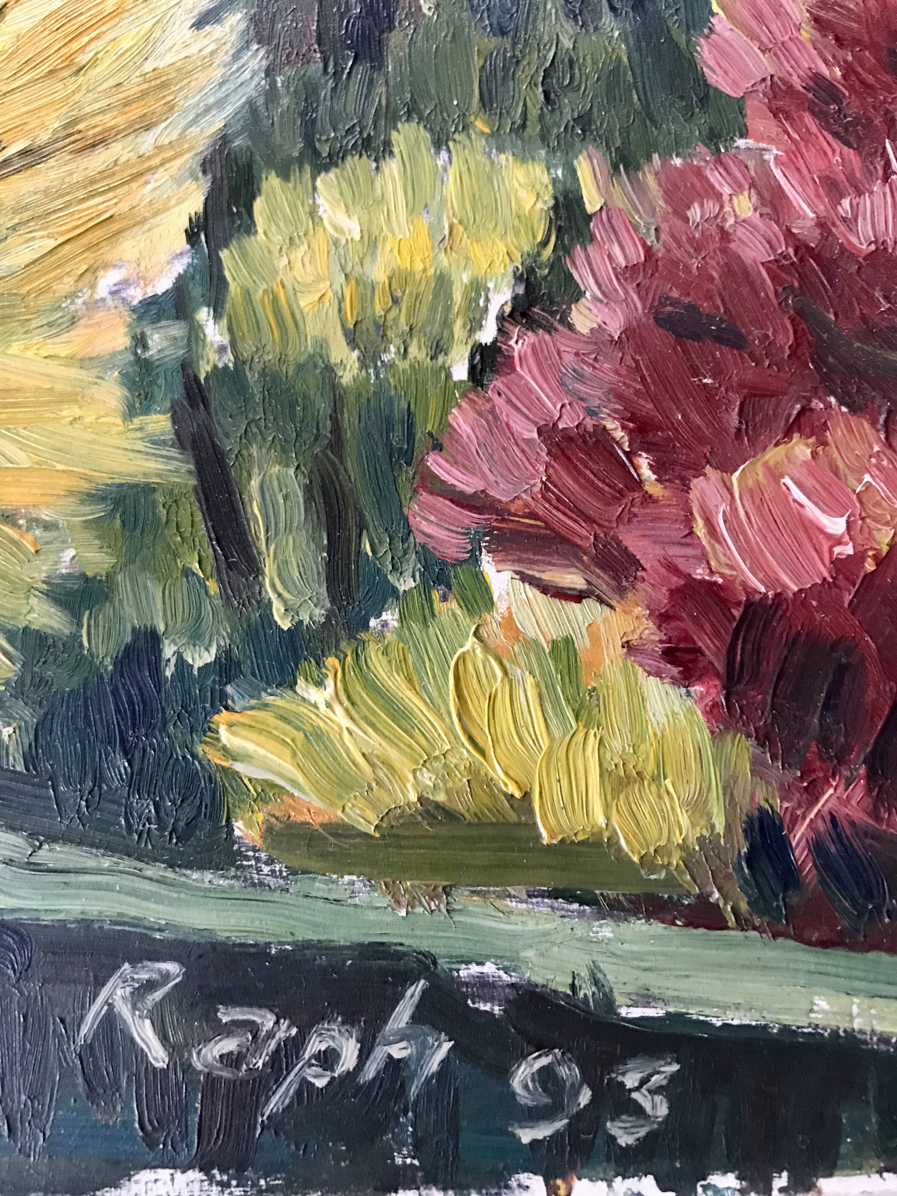 Small oil on Isorel "Flowering view"