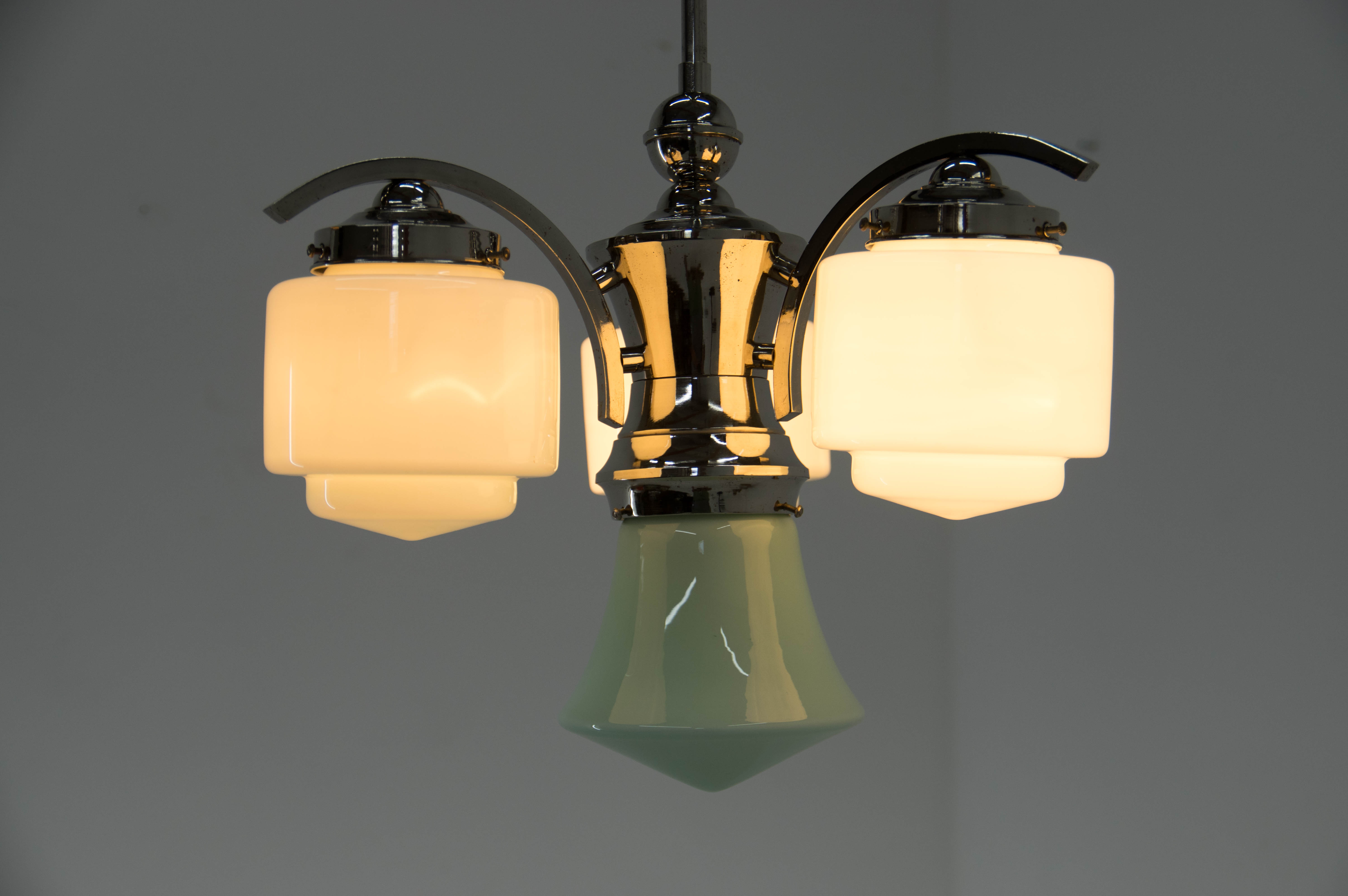 Lustre art déco bleu, années 1930