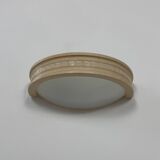 Pair of vintage wall lights, beige plaster and frosted glass, France, 1970.