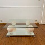 Coffee table with marbled ceramic balls and mirror