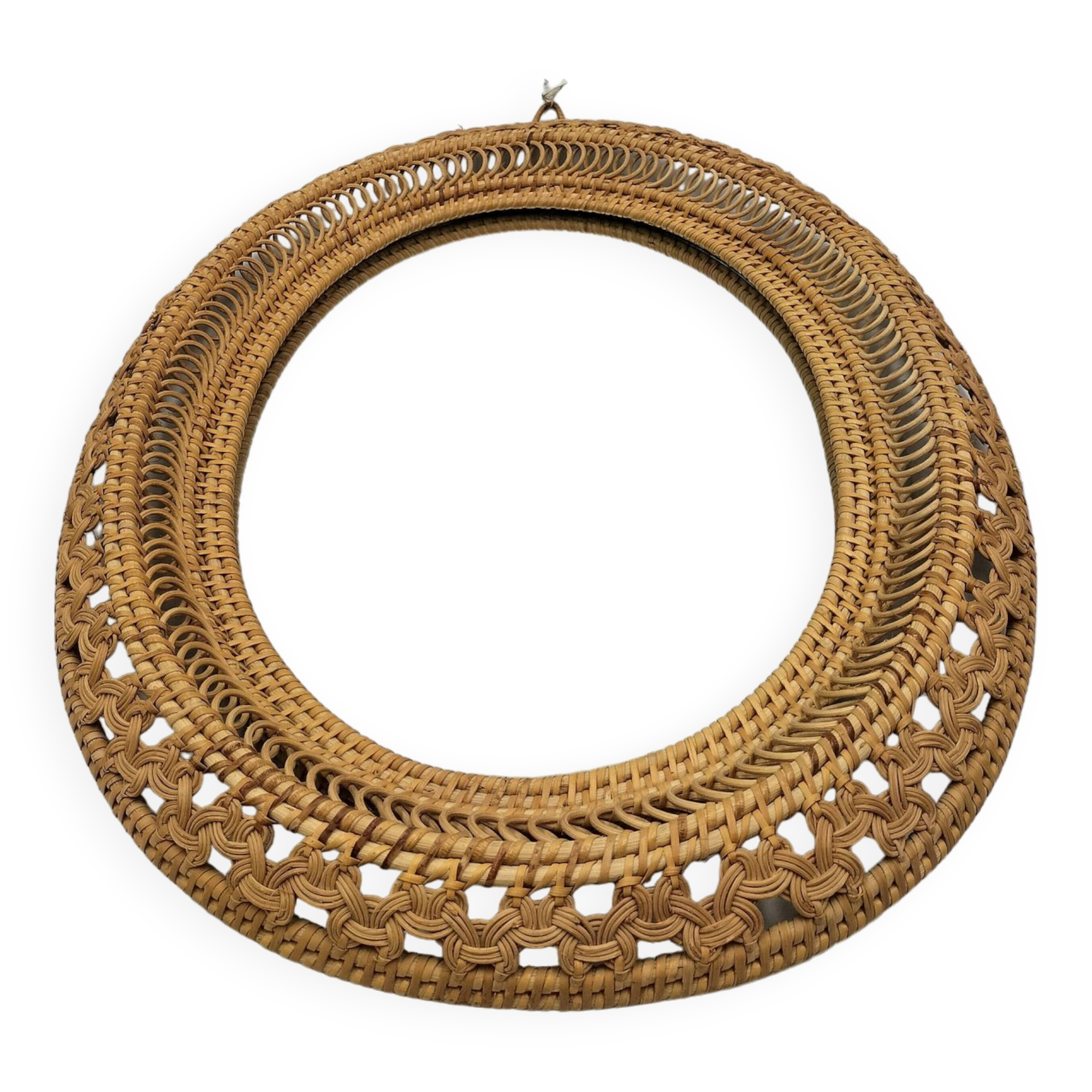 Oval rattan mirror