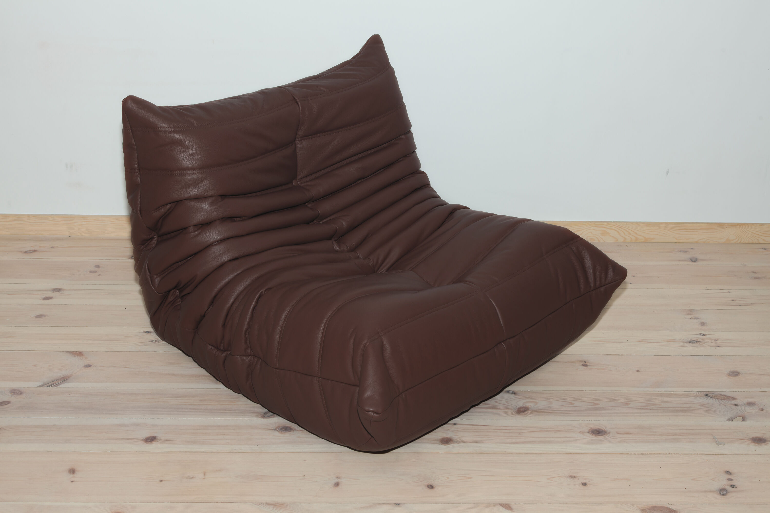 Togo armchair in brown madras leather model designed by Michel Ducaroy 1973