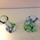 Pair of soliflore vases in polychrome ribbed glass / vintage 60s-70s