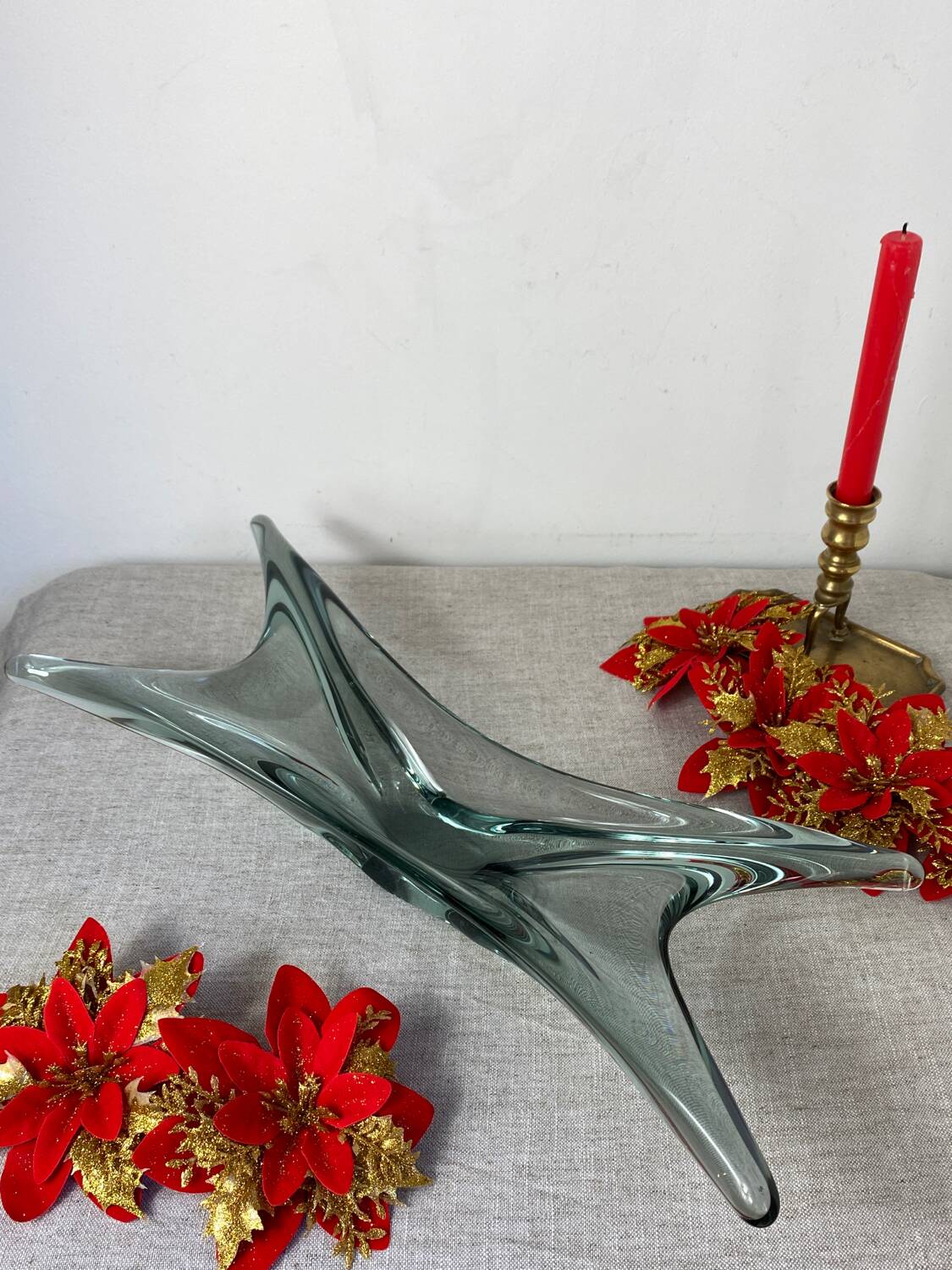 Coupe à fruits, centre de table en verre fumé