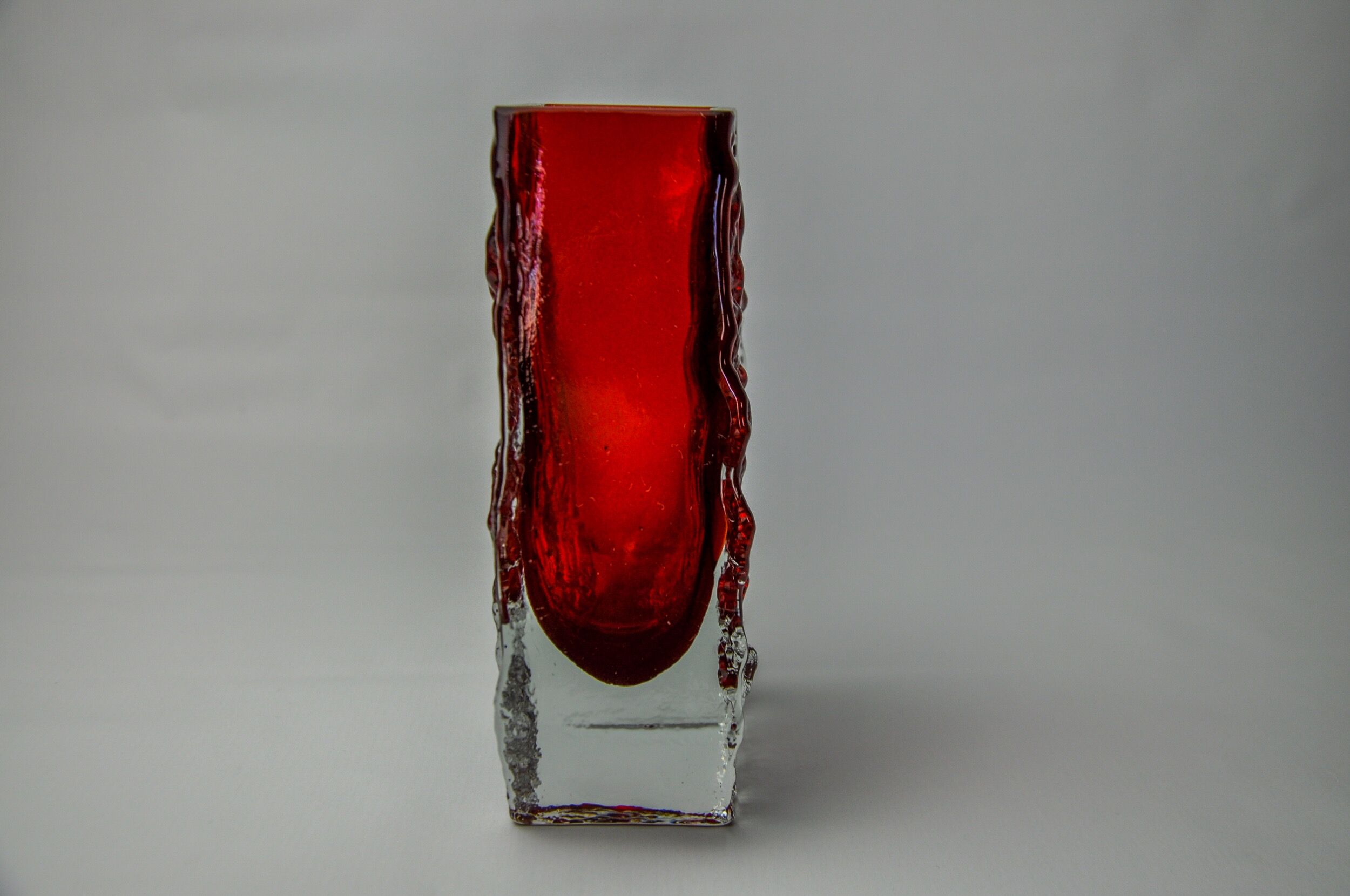 Red Sommerso ice effect vase by Seguso, Murano, Italy, 1970
