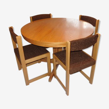 Baumann table set and 6 vintage chairs in hetre